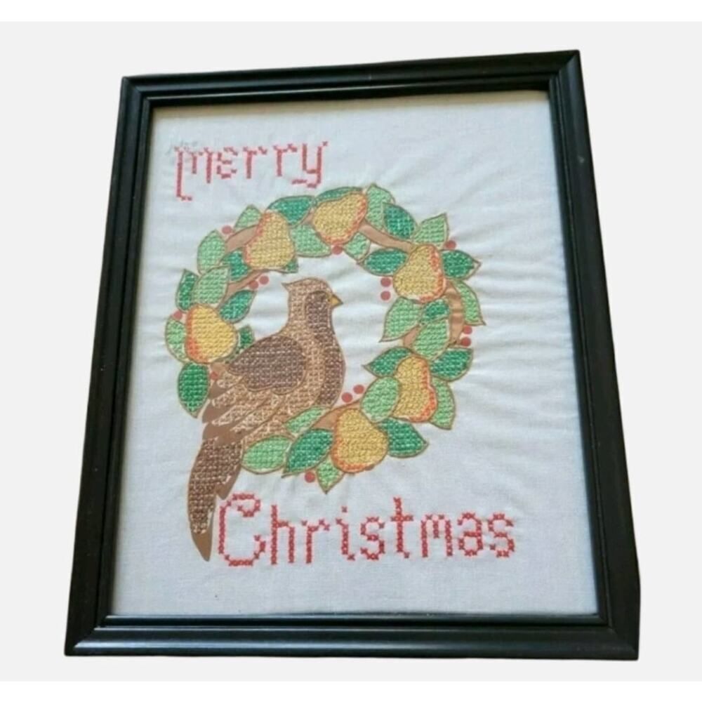 Christmas Cross Stitch: Framed Partridge Pear Tree